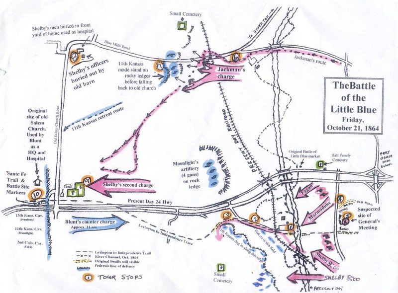 Excellent hand-drawn map of the battle with suggested tour stops by Hugh Welsh.