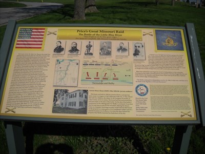 Marker placed at the Battle of Little Blue River in Independence, Missouri.