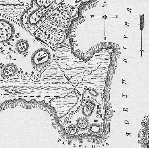 A map of colonial Paulus Hook.