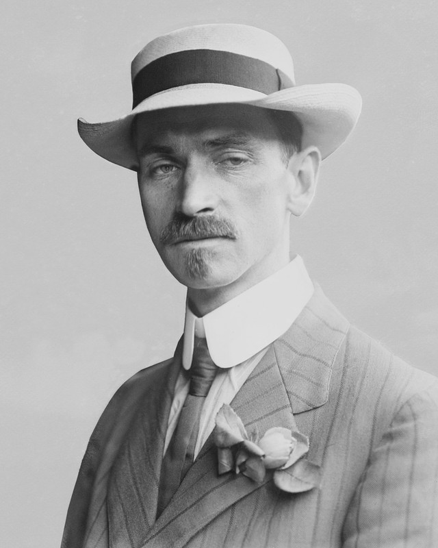 Glenn Curtis, American aviation pioneer, circa 1909. He provided the plane which successfully completed the test flight.