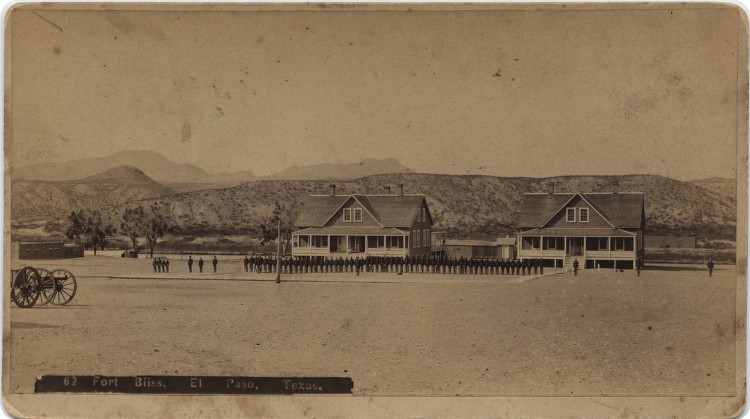 This image of Fort Bliss was taken in the 1880s, a period of transition from its role protecting commerce and the border to a place for training soldiers. 