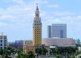 The Freedom Tower over the Miami Skyline