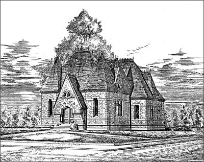 Historical sketch of the library (image from Framingham Historical Society)