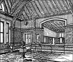 Interior sketch of the library (image from Framingham Historical Society)