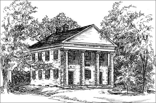 Historic sketch of the Old Academy (image from Framingham Historical Society)