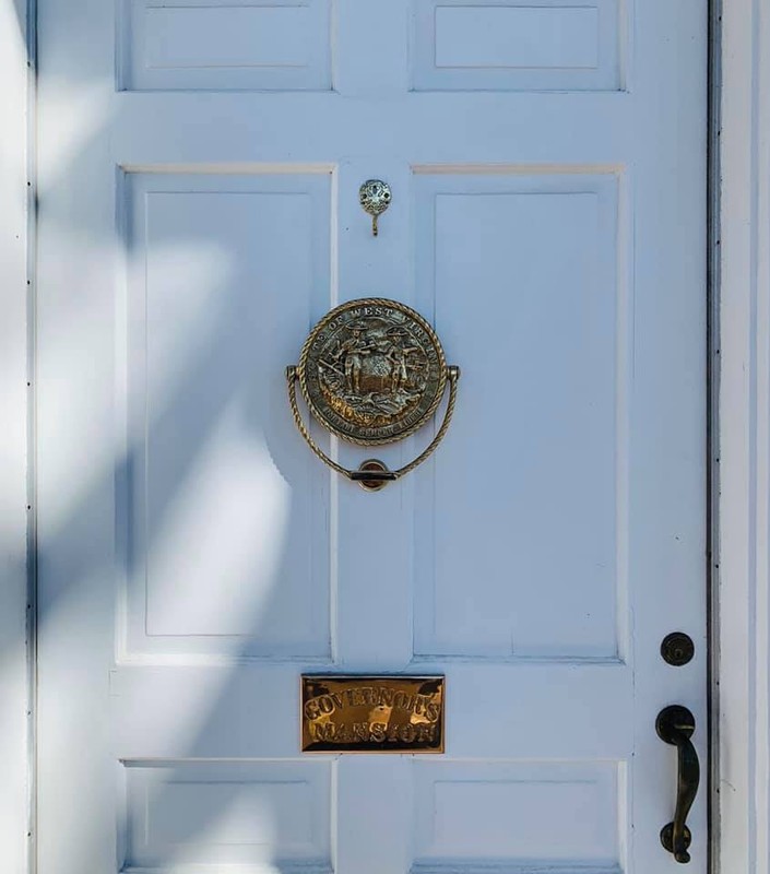 Front Door of the Governor's Mansion; Bronze Knocker Designed after WV State Seal