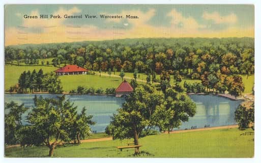 Historic postcard of the park (image from WorcesterMass.com)