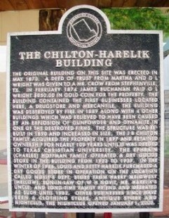 This historic marker is one of several markers throughout downtown Comanche that tell the history of early buildings and businesses.