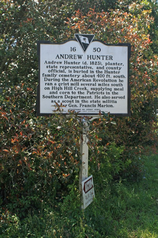 Historical Marker for Andrew Hunter.