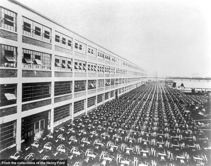 One day's worth of cars assembled at the Highland Park plant