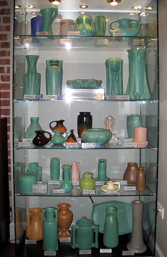 A display of Teco ceramics (image from the Kirkland Museum)