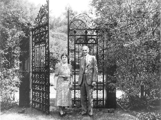 Henry and Clara Ford in the estate gardens