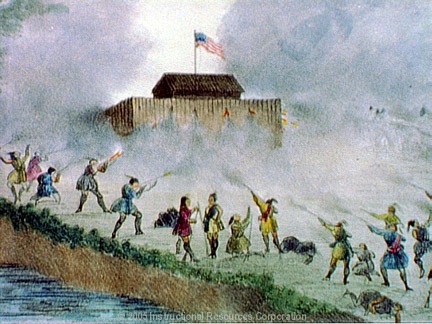 Depiction of one of the Seminole attacks on the fort