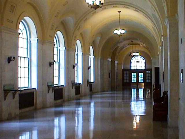 One of the main hallways within the courthouse