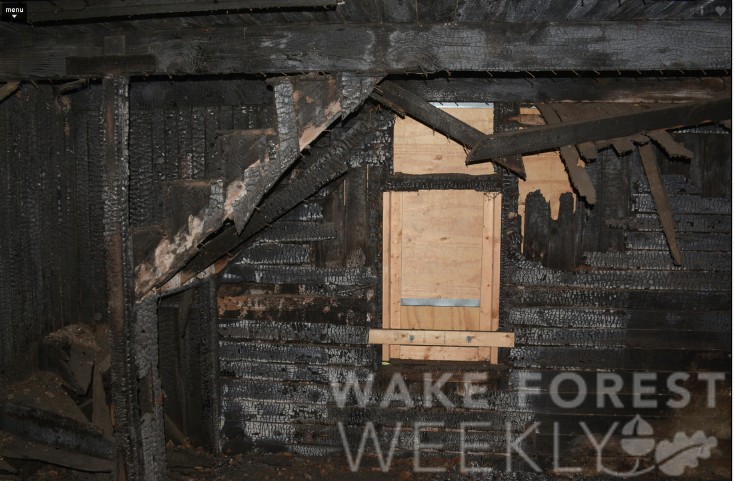 Inside of the house; Depicts the fire that burned a section of the house (4).
Source: Wake Weekly (goo.gl/GFBYBt)
