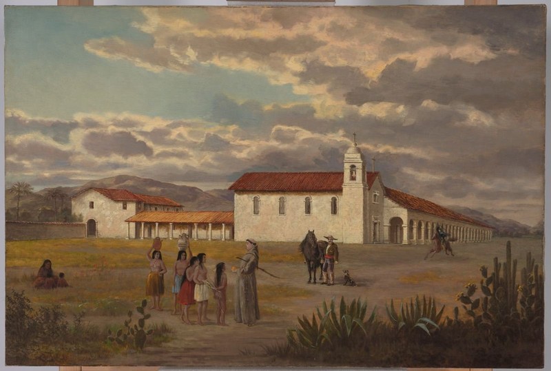 A painting of Mission San Fernando by Oriana Weatherby Day, made sometime between 1877 and 1884.
