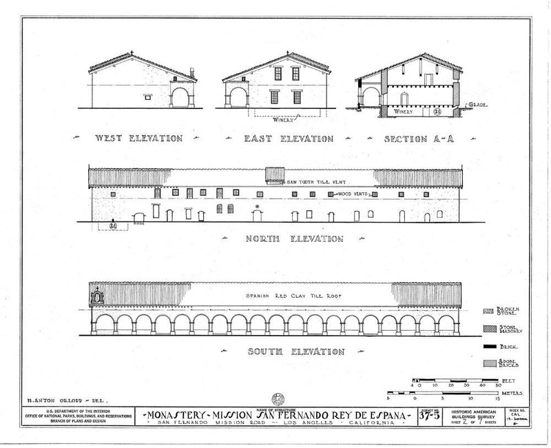 US Department of the Interior elevation drawings of the Mission.