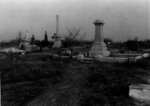 Historic photo of Mount Prospect Hill Cemetery, where Cheesman Park stands today (image from the Denver Public Library)