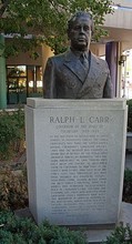 The bust of former Governor Carr.