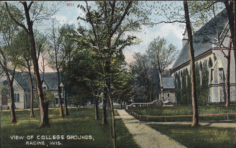 Racine College circa 1910. The Chapel is on the right.