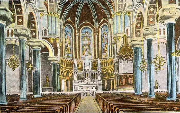 Sacred Heart interior as seen in 1900 postcard