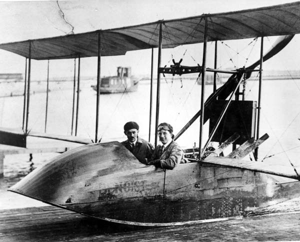 On the water before taking off.
