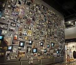 A portion of the thousands of photos of the Holocaust's victims displayed in memorial at the museum. 