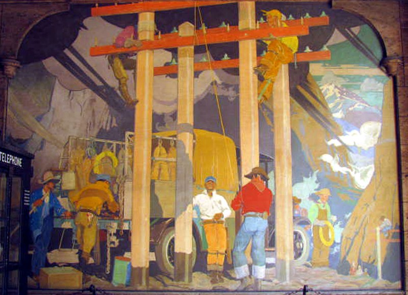 A mural by Alan Tupper True in the Telephone and Telegraph Building lobby (image from the Colorado Encyclopedia)