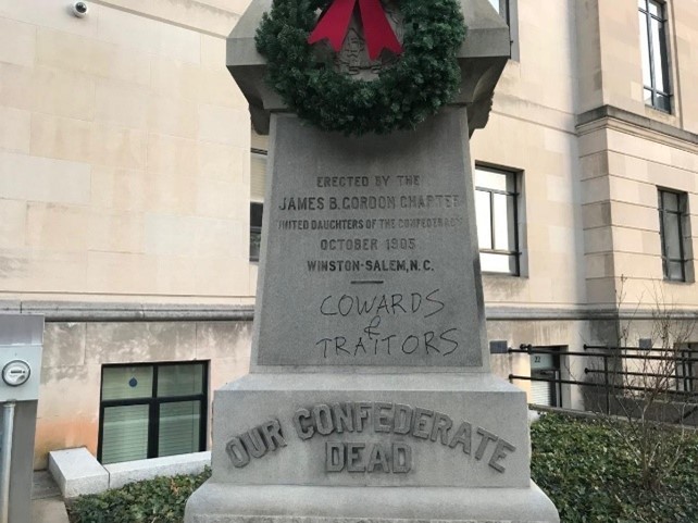 Confederate Soldiers Monument defaced.