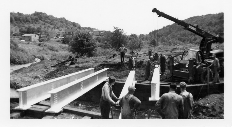 repairing the bridge over Snyder Run