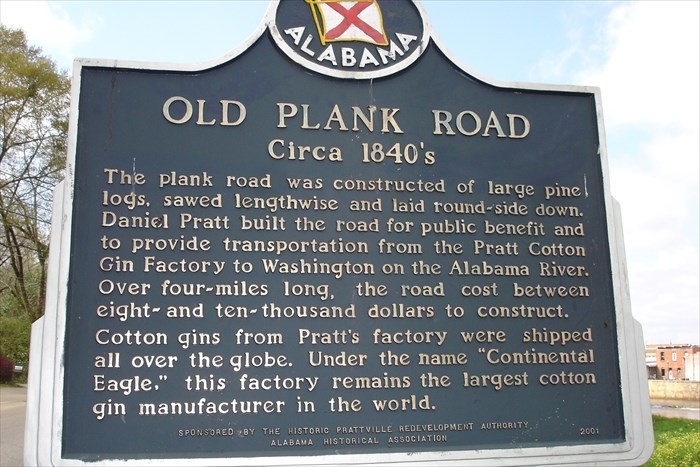 Roadside Historical Marker featuring the Old Plank Road