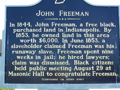 John Freeman Historic Marker - Side 1 (image from Historical Marker Database)