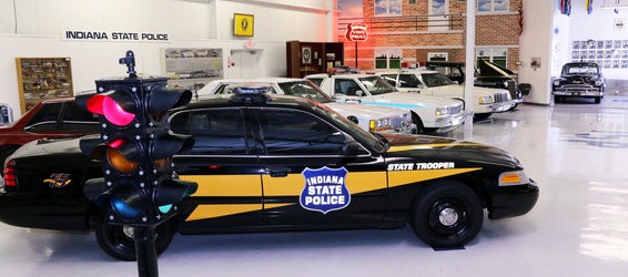 Police cars from all eras at the museum (image from the City of Indianapolis)