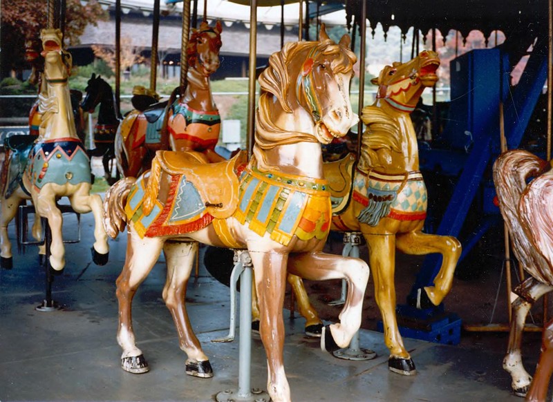 Detail of the carousel horses (Wikimedia Commons)