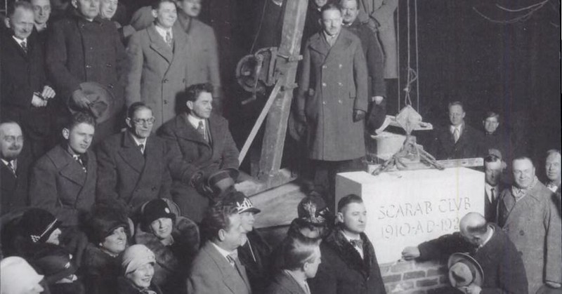 Laying the cornerstone for the new clubhouse, completed in 1928
