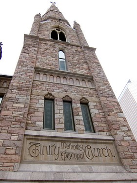 The church's steeple features a number of variation on the theme of threes, symbolizing the Holy Trinity. Photo by beautifulcataya licensed under Creative Commons: https://creativecommons.org/licenses/by-nc-nd/2.0/legalcode