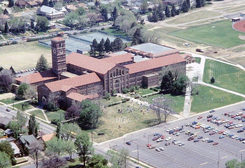 Aerial view of South High School, taken in 1984.