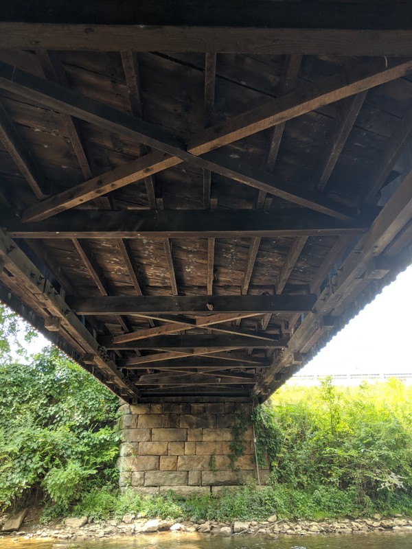 Underside view of the bridge. Note the lack of supporting arches