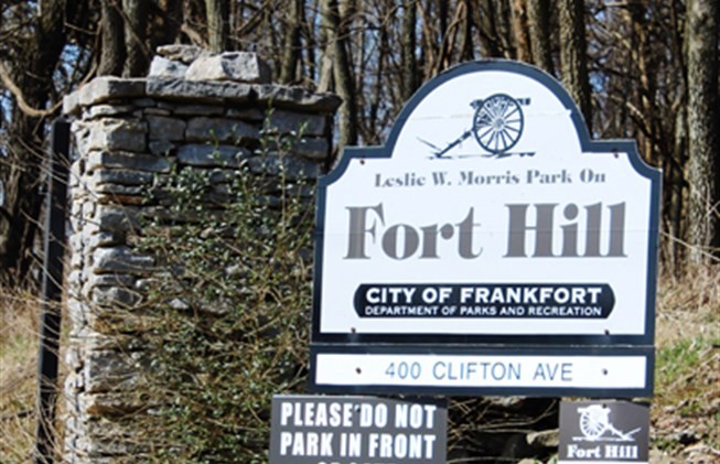 Leslie Morris Park at Fort Hill overlooks downtown Frankfort, Kentucky. It is home to the remains of two Civil War forts. 