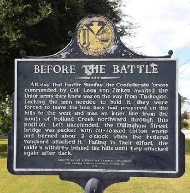 Battle of Girard Marker. The backside of the marker, shown here, discusses events leading up to one of the last battles of the Civil War.