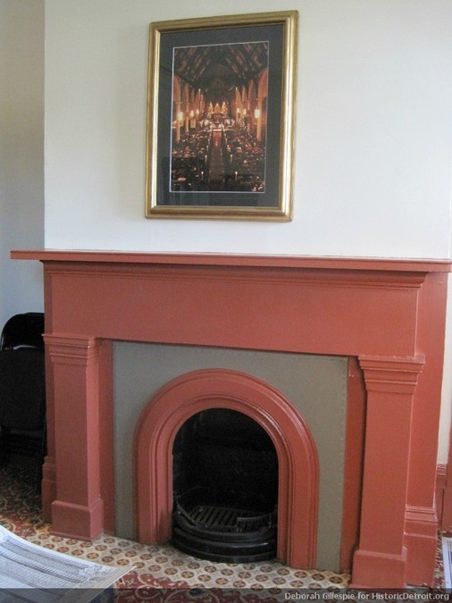 The dining room fireplace