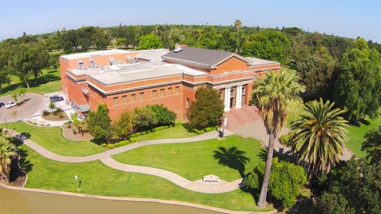 Aerial view of the building