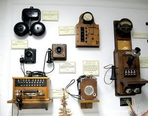 Some of the collection of antique telephones on display in the former Frank H. Woods Telephone Museum