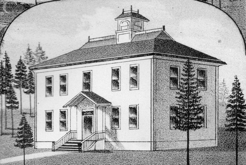 Drawing of the Benjamin P. Cheney Academy 1883