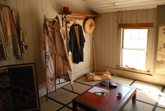 View of a recreated Japanese room in one of the buildings at the site 