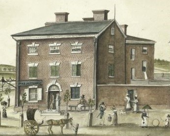 Drawing of the tavern in 1817 by Anne Margueritte Henriette Hyde de Neuville (public domain)