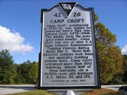 Historical site marker for Camp Croft