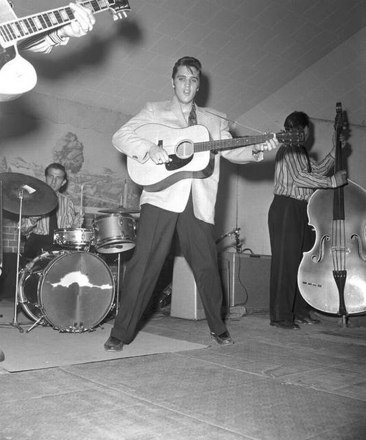 Elvis performing at the Cowtown Coliseum.