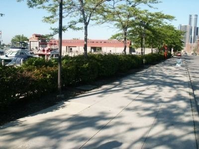 The St. Aubin Park Riverwalk, in Milliken State Park (image from Historical Marker Database)