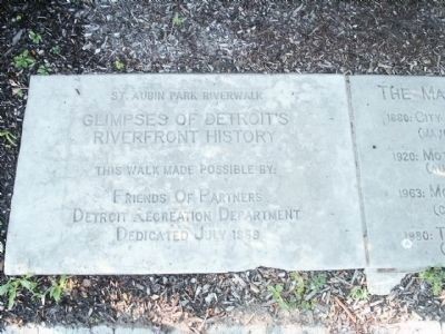 The first of the riverwalk historic marker stones (image from Historical Marker Database)